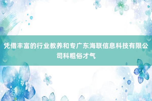 凭借丰富的行业教养和专广东海联信息科技有限公司科粗俗才气